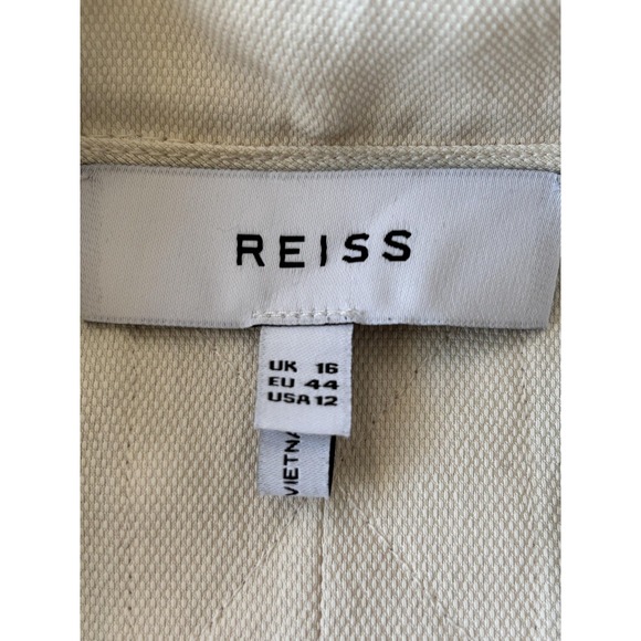 Reiss Shirt Dress Womens 12 Ivory Belted Utility Safari Lia Twin Pocket Belted - Picture 4 of 7